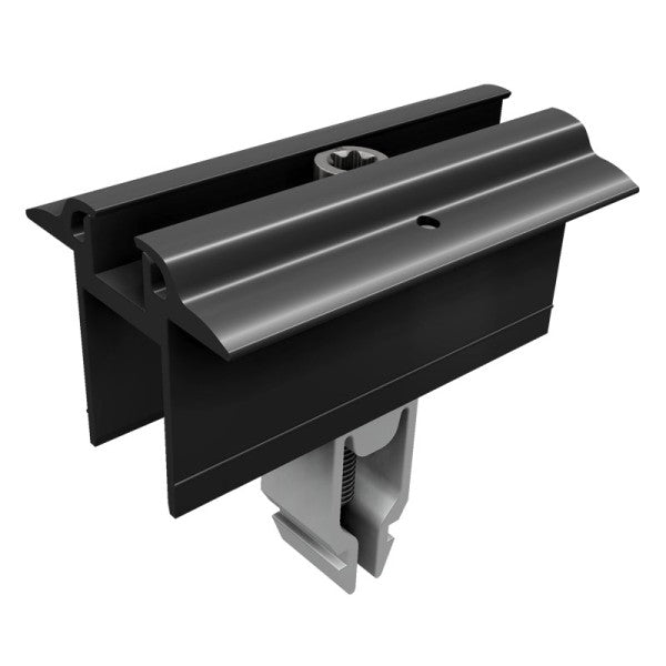 Mid clamp Vario with grounding, black anodized - Euromotive Energy Ltd