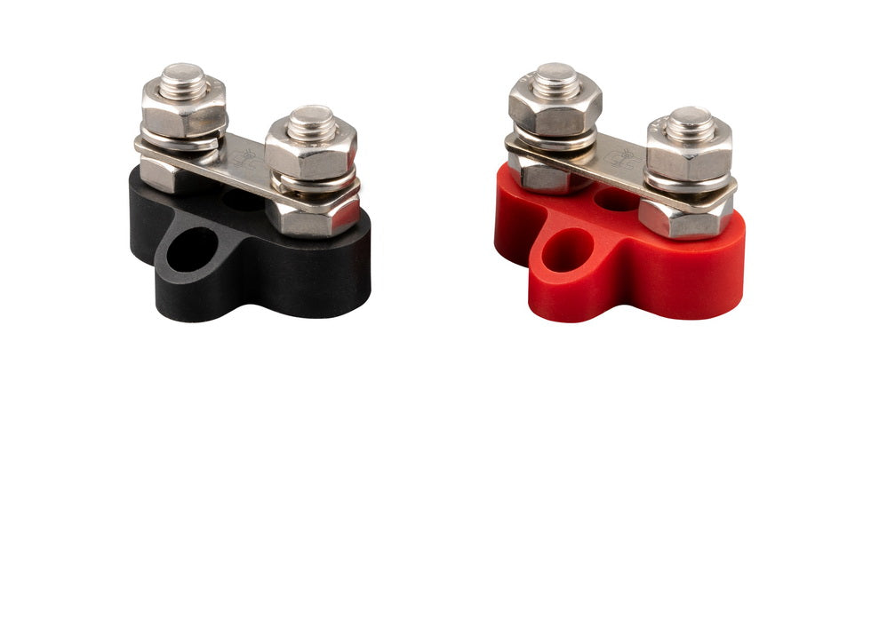 Dual Terminal Stud M8-linked set (1 red/1 black)