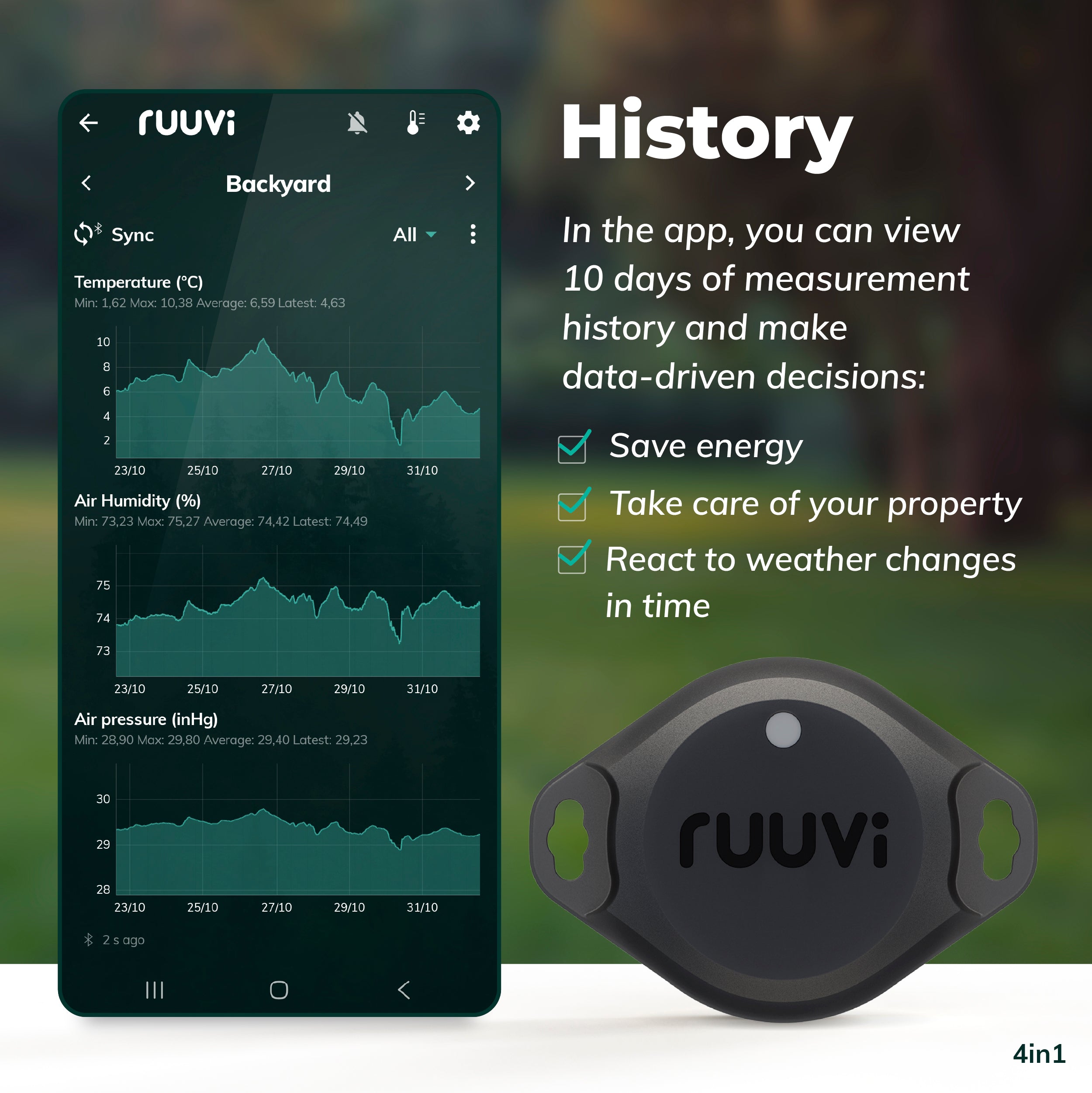 Ruuvi Station app history graph